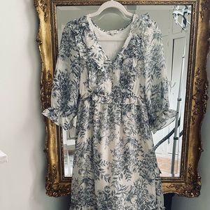 Blue and White Midi Dress